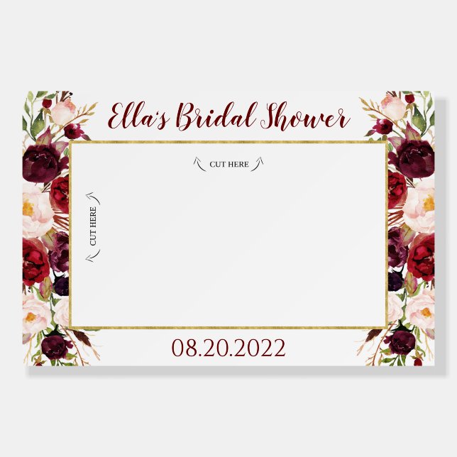 Burgundy Floral Photo Prop Frame Foamboard Foam Board (Front)