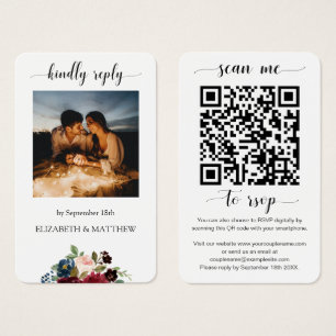 Burgundy Floral Photo QR Code Scan me to RSVP