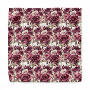 Burgundy Floral Pocket Square (Part of Set) BUR100 Bandana