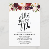 Burgundy Floral Post Wedding Brunch Invitation