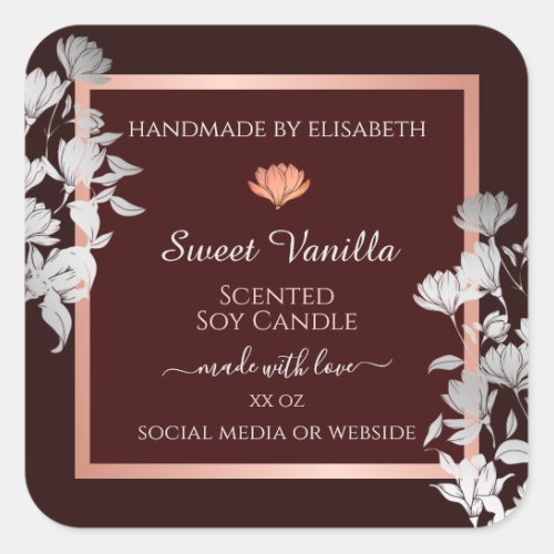 Burgundy Floral Product Packaging Labels Flowers