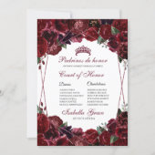 Burgundy Floral Quinceanera Court of Honor Invitation (Front)
