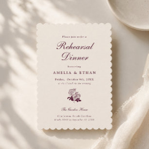 Burgundy Floral Rehearsal Dinner Invitation