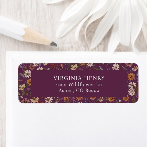 Burgundy Floral Return Address Labels