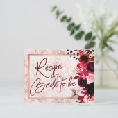 Burgundy Floral & Rose Gold Bridal Recipe Card (Standing Front)