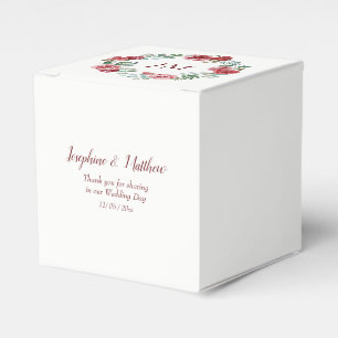 Burgundy Floral Rose Wreath Monogram Wedding Favor Boxes
