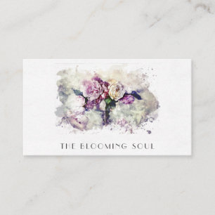 *~* Burgundy Floral Roses QR LOGO AR26 Vintage Business Card