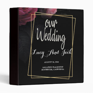 Burgundy  Floral Rustic 3 Ring Binder