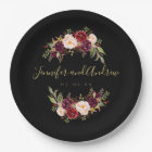 Burgundy Floral Rustic Black Gold Engagement Party