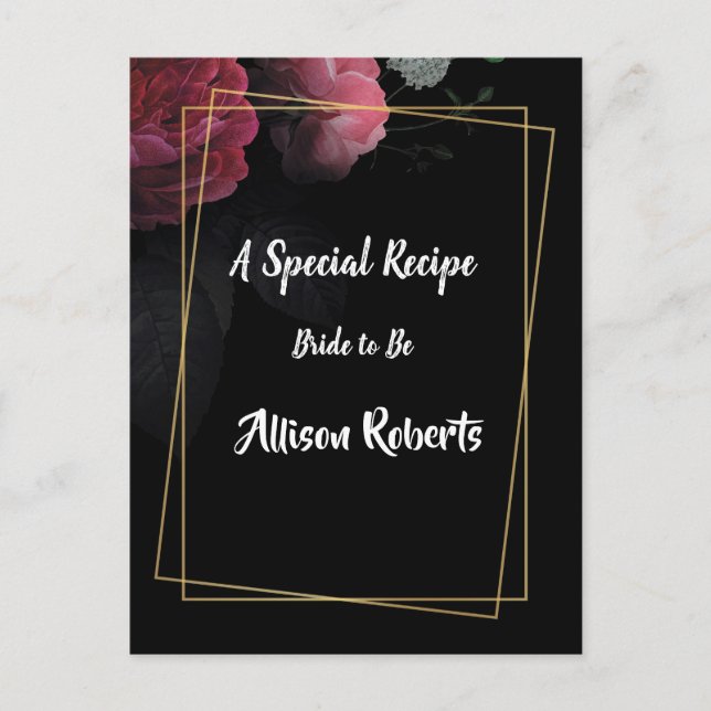 Burgundy  Floral Rustic Bridal Shower Postcard (Front)