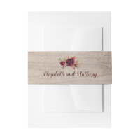 Burgundy Floral Rustic Invitation Belly Band