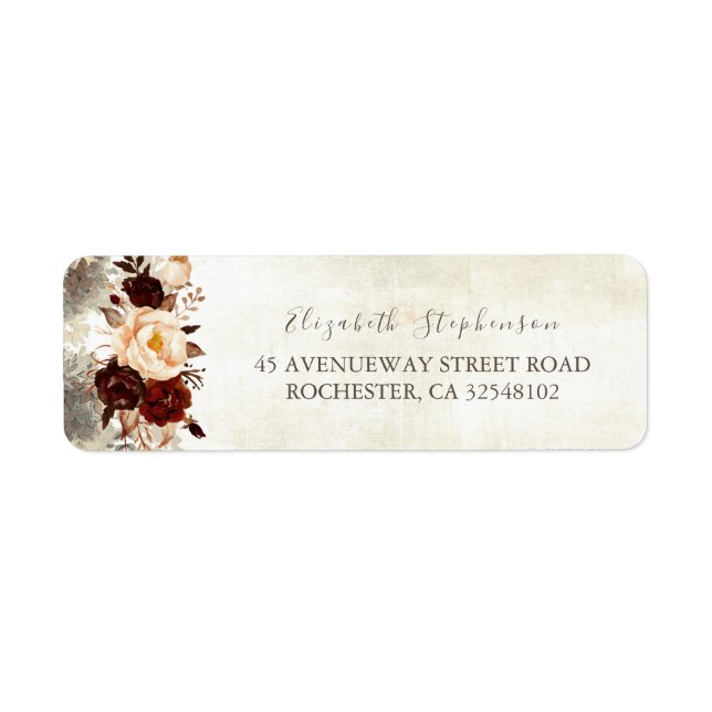 Burgundy Floral Rustic Label (Front)