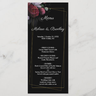 Burgundy Floral Rustic Menu