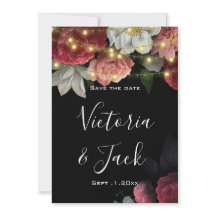 Burgundy Floral Rustic string lig save the dates