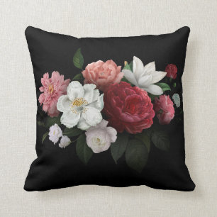 Burgundy Floral Rustic Throw Pillow