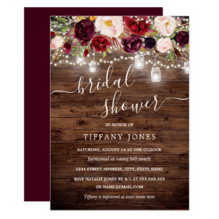 Burdy Fl Rustic Wood Bridal Shower Invite