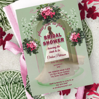 Burgundy Floral Sage Greenery Blush Bridal Shower Invitation