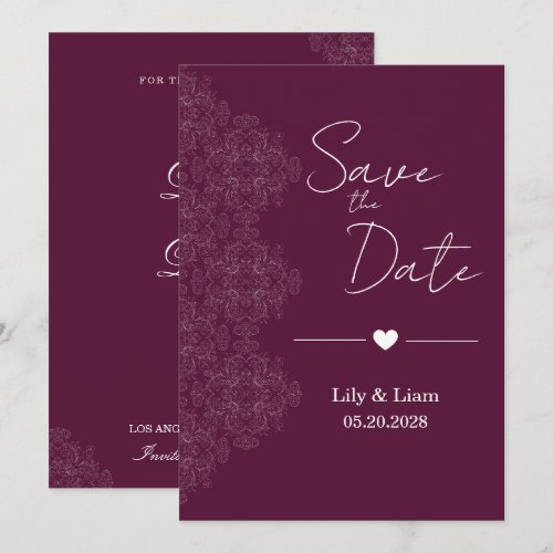 Burgundy Floral Save the Date Wedding Invitation