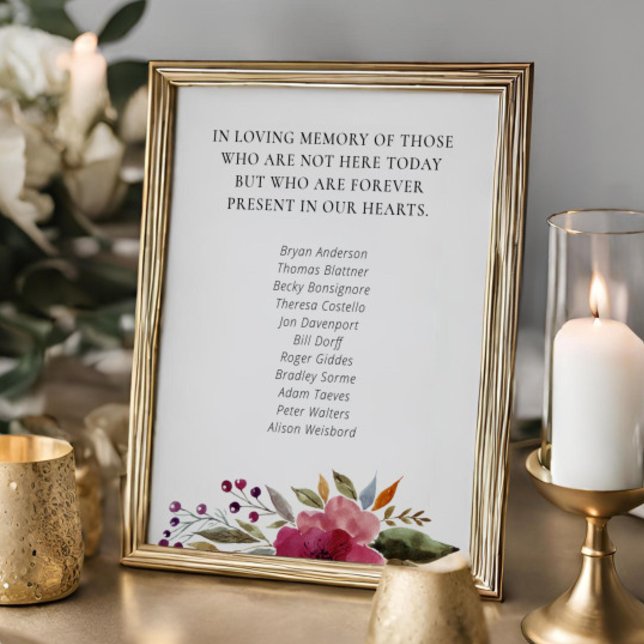 Burgundy Floral School Class Reunion Memorial Poster (Creator Uploaded)