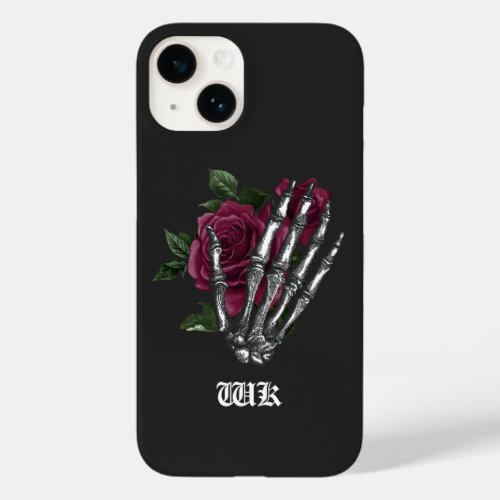 Burgundy Floral Skeleton Gothic Case_Mate iPhone 14 Case