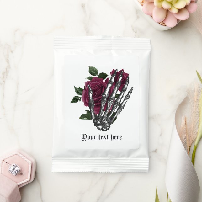 Burgundy Floral Skeleton Gothic Halloween Margarita Drink Mix (Wedding)