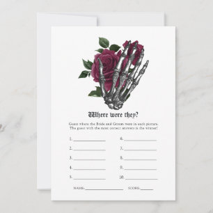 Burgundy Floral Skeleton Gothic Wedding Game Invitation