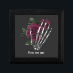 Burgundy Floral Skeleton Hand Gothic Gift Box<br><div class="desc">Whimsical gothic burgundy floral skeleton hand gift box.</div>