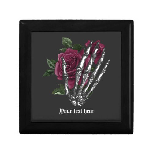 Burgundy Floral Skeleton Hand Gothic Gift Box