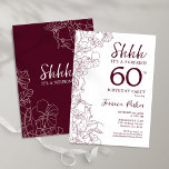 Burgundy Floral Surprise 60th Birthday Invitation<br><div class="desc">Burgundy maroon and white surprise 60th birthday invitation. Elegant feminine marsala wine design features botanical accents and typography script font. Elegant floral invite card perfect for a stylish female surprise bday celebration. Printed Zazzle invitations or instant download digital printable template.</div>