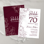 Burgundy Floral Surprise 70th Birthday Invitation<br><div class="desc">Burgundy maroon and white surprise 70th birthday invitation. Elegant feminine marsala wine design features botanical accents and typography script font. Elegant floral invite card perfect for a stylish female surprise bday celebration. Printed Zazzle invitations or instant download digital printable template.</div>