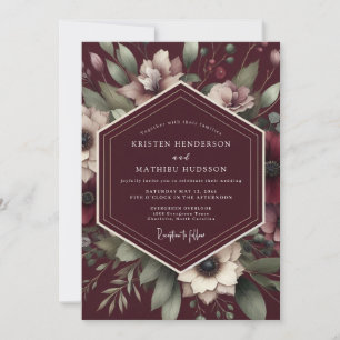 Burgundy Floral Tapestry Wedding Invitation