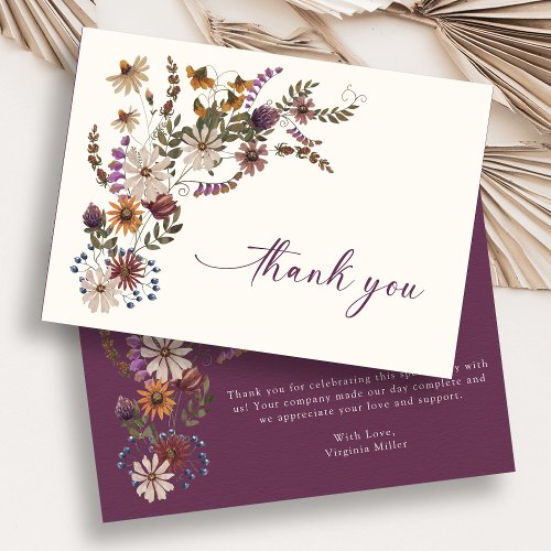 Burgundy Floral Thank You Cards