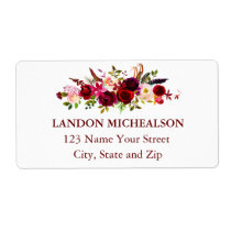 Burgundy Floral Watercolor Address Labels Burgundy Floral Watercolor Address Labels