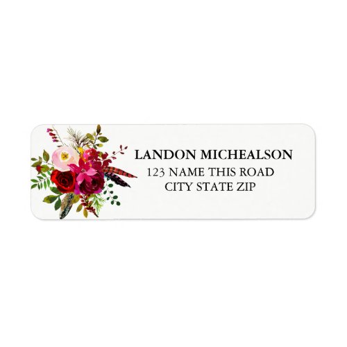 Burgundy Floral Watercolor Address Labels