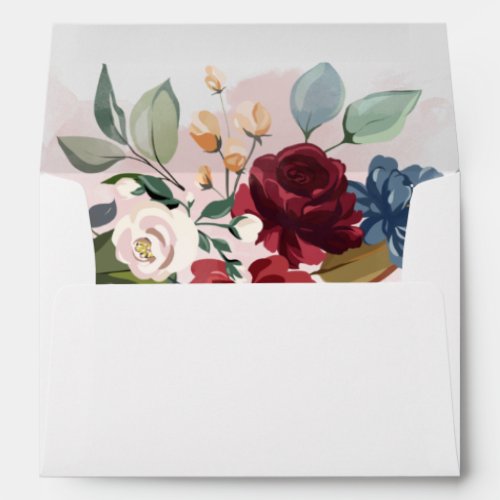Burgundy Floral Watercolor Blush Bridal Shower Envelope