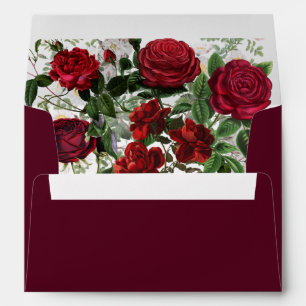 Burgundy Floral Watercolor Wedding 5x7 Invite Envelope