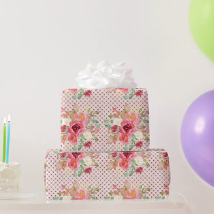 Burgundy Floral Watercolour Red Wine wedding Wrapping Paper