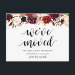 Burgundy floral, We have moved Announcement Postcard<br><div class="desc">This modern,  burgundy floral,   new home,  moving announcement,  change of address postcards (with card title,  we have moved). It s the perfect way to announce to your friends and family,  that you have moved.
#TeeshaDerrick</div>