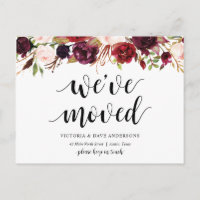 Burgundy floral, We have moved Announcement