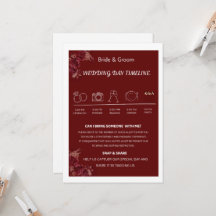 Burgundy Floral Wedding Day Timeline Enclosure