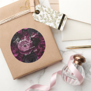 burgundy floral wedding design featuring rich wine classic round sticker