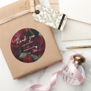 burgundy floral wedding design featuring rich wine classic round sticker