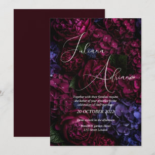 burgundy floral wedding design featuring rich wine invitation