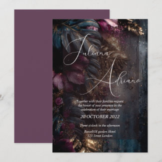 burgundy floral wedding design featuring rich wine invitation