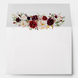 Burgundy Floral Wedding Envelope