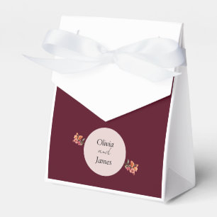 Burgundy Floral Wedding Favor Box