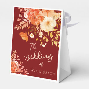 Burgundy Floral Wedding Favor Box