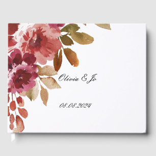Burgundy floral wedding guestbook 