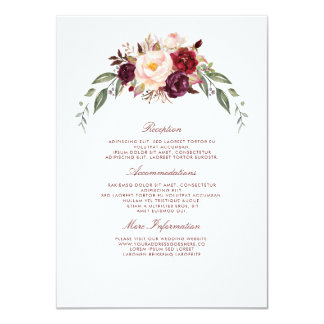 Burgundy Floral Wedding Information Guest Card