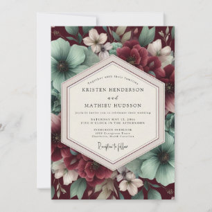 Burgundy Floral Wedding Invitation